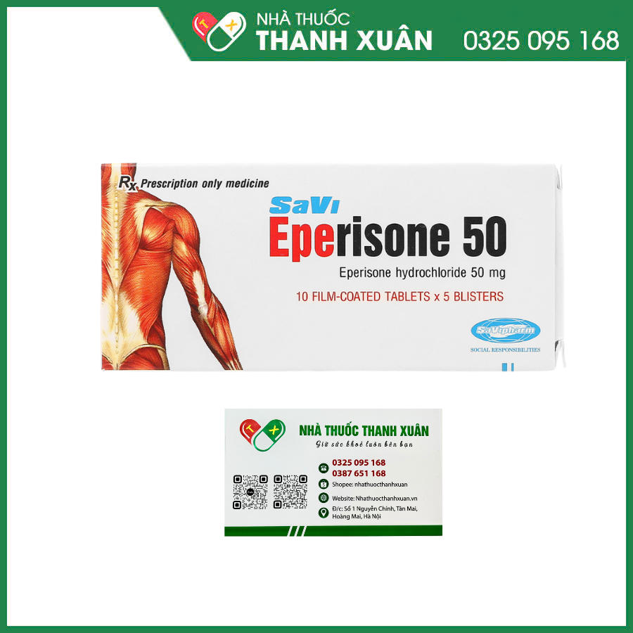 SaVi Eperisone 50 cải thiện chứng tăng trương lực cơ, liệt co cứng